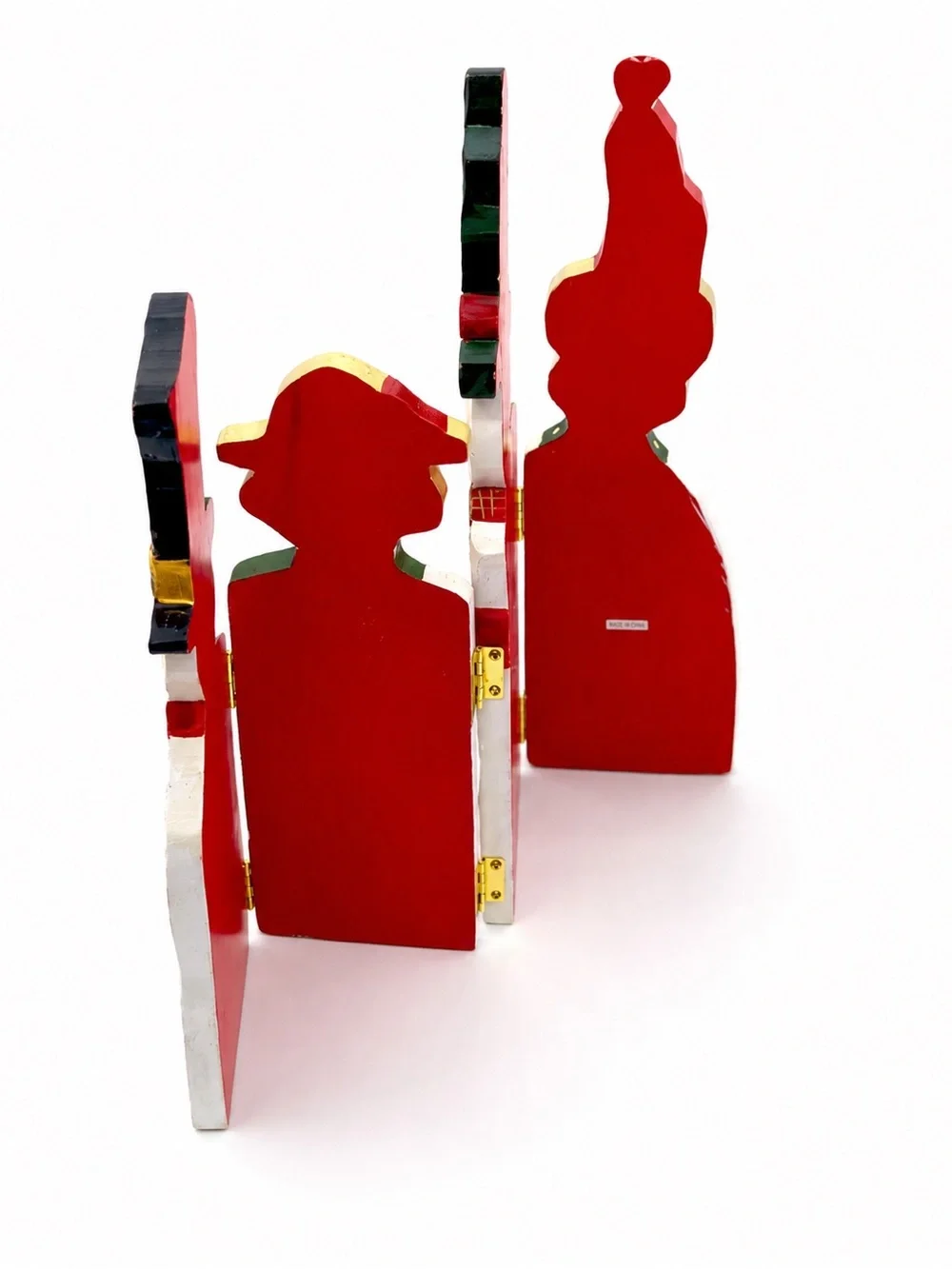 Handcrafted Wooden Tabletop Snowman Folding Screen 13” x 13” Christmas Decor